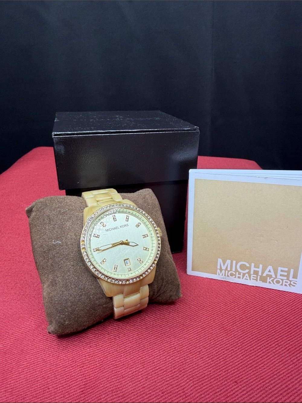 Michael Kors Gold Tone Crystal Bezel Bracelet Watch